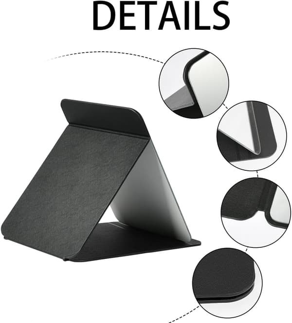 Makeupspejl, bærbart foldespejl, desktop ultra-high definition multi-vinkel foldbart PU, foldbart, 26 x 18 cm, sort black
