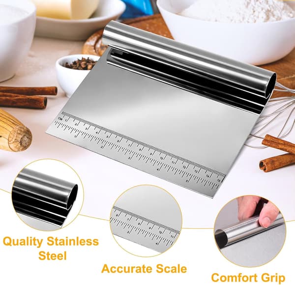 Dette 2-delte settet inkluderer en grønnsaksskje, deigskrape, rustfri stålskrape og deigkutter, egnet for brødbaking