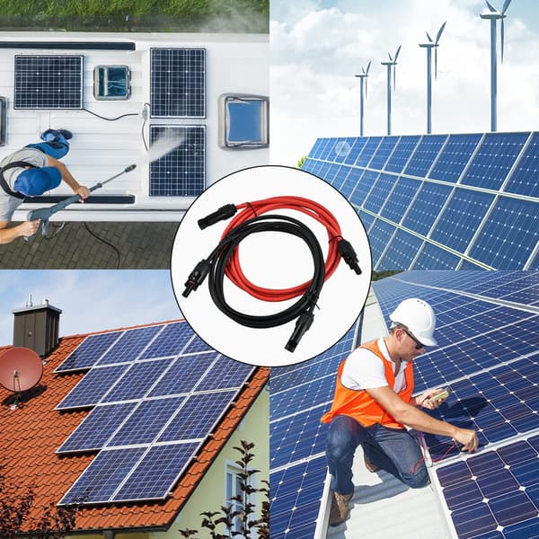 Forlængerkabel til solcellepanel, MC4-stik, rød/sort ledningspar, 14AWG, 3 meter (10 fod)