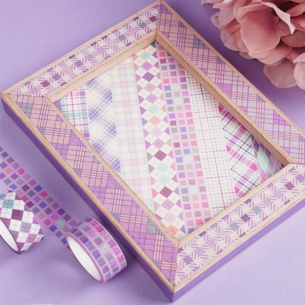 12 ruller gitter- og papirmaskeringstape, velegnet til scrapbooking, gør-det-selv-håndværk, lilla