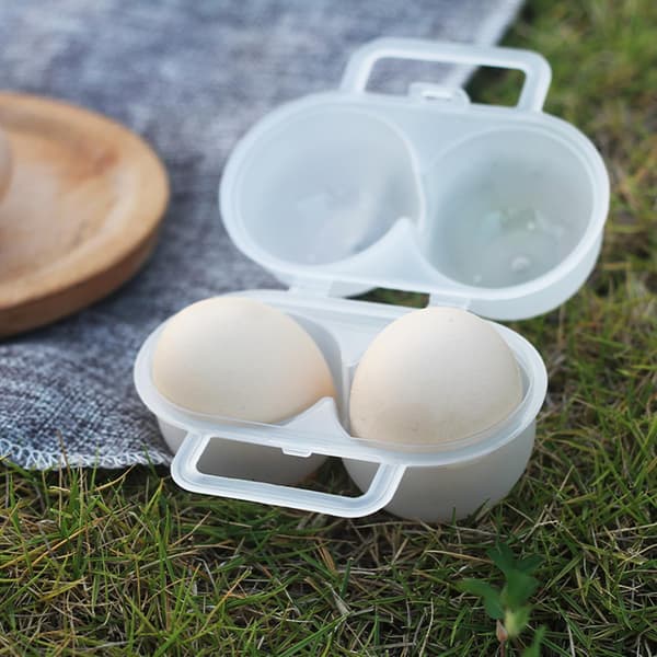 3-delt bærbart eggbeholder i plast, dobbeltlags støtsikkert eggfutteral, ideelt for fotturer, utendørsaktiviteter og camping