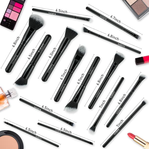 Makeup børster, Makeup Kit 15 stk., Makeup børstesæt Sort til makeup