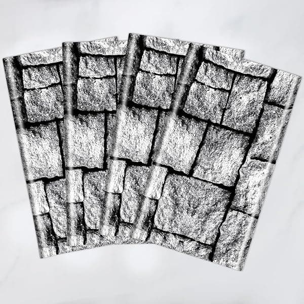4-pack rektangulära dukar med kullerstensimitation, tegelmönster, stenmönster, stenmurseffekt, 130 x 270 cm