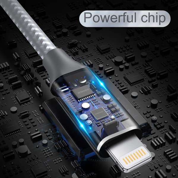iPhone Ladekabel 3-pakning 3FT/1M Nylonflettet Hurtiglading & Synkronisering iPhone Ledning Hvit