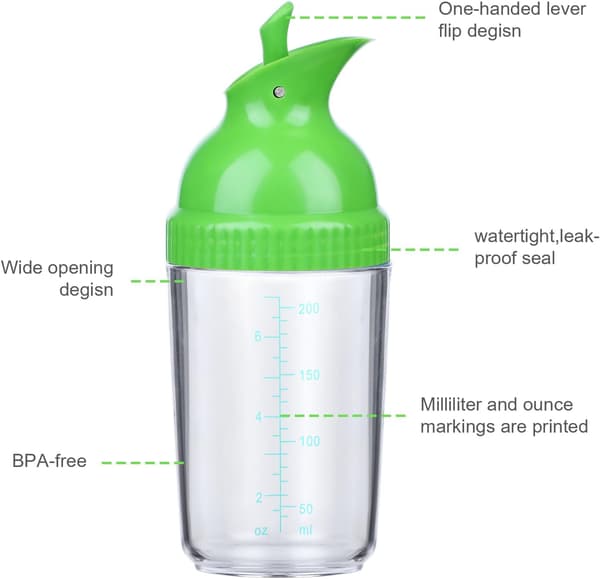 1-pack salladsdressingshaker, 7 oz dressingmixer shakerflaskor, vit