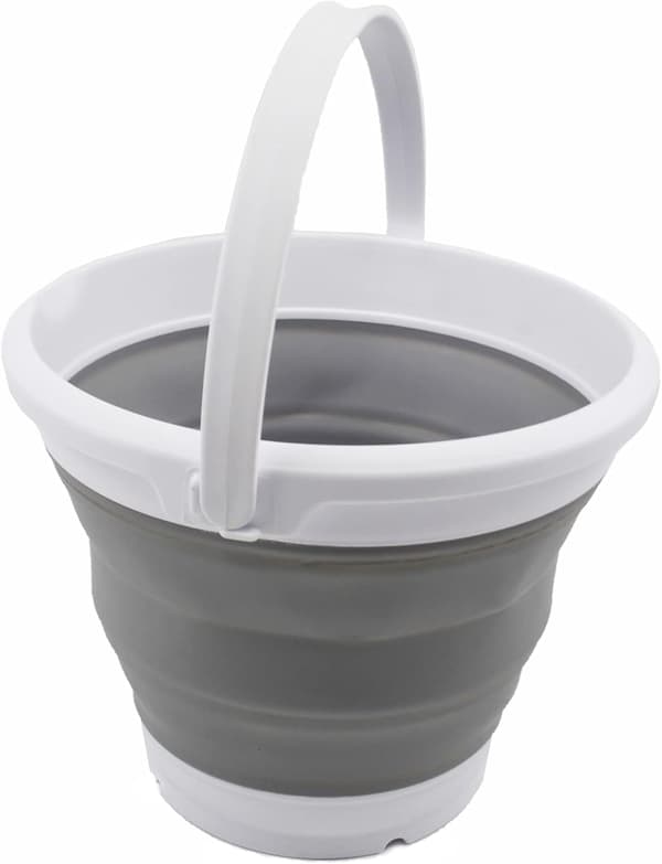 Hopfällbar hink (vit/grå, 5,5L - rund)