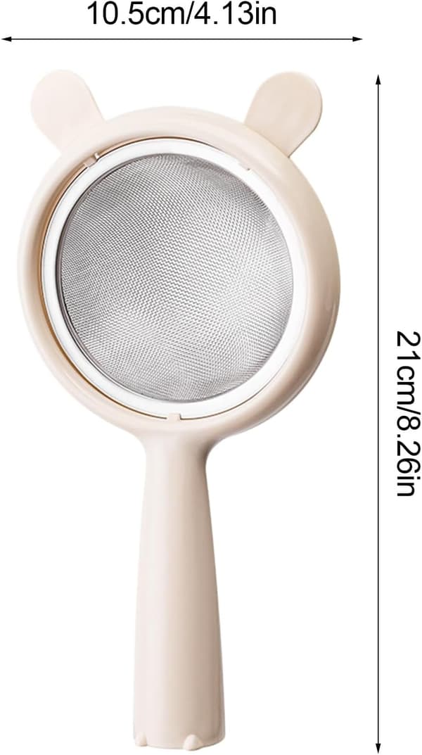 Finmasket sil, ris sil finmasket, avtakbart nett rustfritt stål mel filter med håndtak sil sikter, hvit