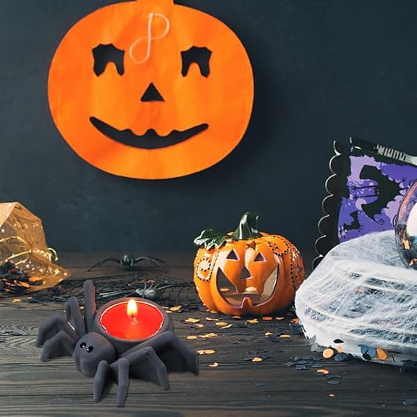 2-pakke edderkopplysestaker i harpiks, DIY silikonform for Halloween telys