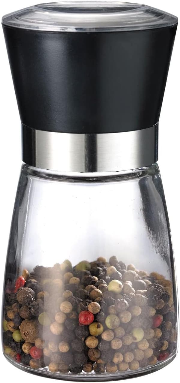 Krydderikværn med justerbare kværnindstillinger, kværnmekanisme i rustfrit stål, glashus, 180 ml