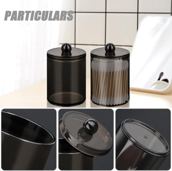 3-pack bomullspinneförvaringslådor med lock, transparent bomullspinnedispenser, lämplig för badrum och sovrum, svart