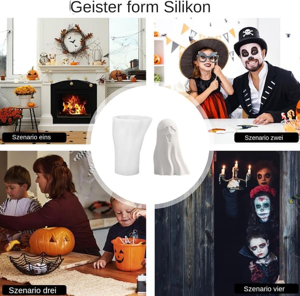 Halloweenforme | Søde spøgelseslysforme | Silikoneforme til epoxyharpiksstøbning, håndlavet aromaterapilys, voks, sæbe, håndværk, indretning