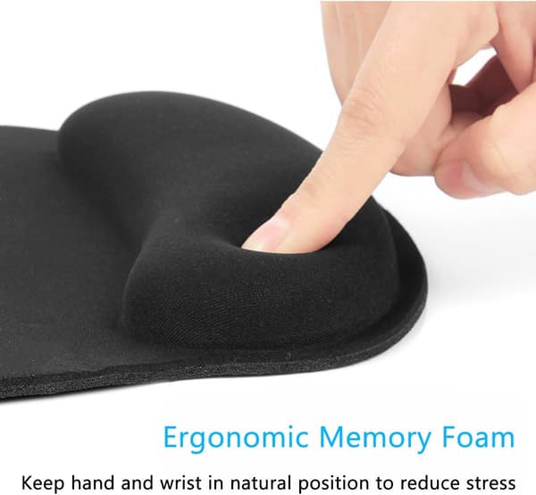 Musemåtte, Ergonomisk Memory Foam Gaming Musemåtte, Skridsikker Gummibase Musemåtte Håndledsstøtte til Kontor, Computer, Laptop (Sort)
