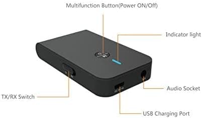 Bluetooth 5.0 sender og modtager, 2-i-1 trådløs Bluetooth-adapter, Bluetooth-lydadapter med lav latenstid til tv'er, biler og lydsystemer til hjemmet