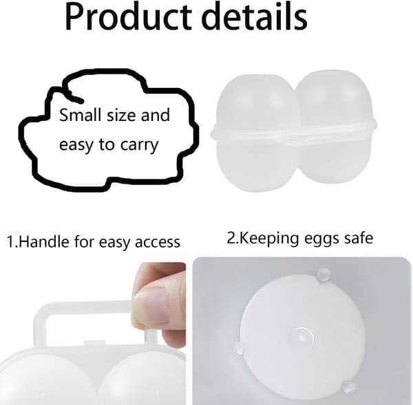 3-delt bærbart eggbeholder i plast, dobbeltlags støtsikkert eggfutteral, ideelt for fotturer, utendørsaktiviteter og camping