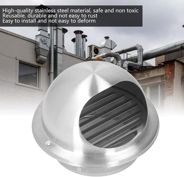 304 Kuleformet ventilasjonshette i rustfritt stål, avtrekkshette, 160 mm rund luftventil