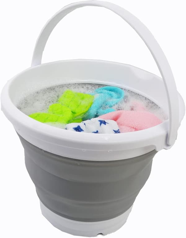Hopfällbar hink (vit/grå, 5,5L - rund)