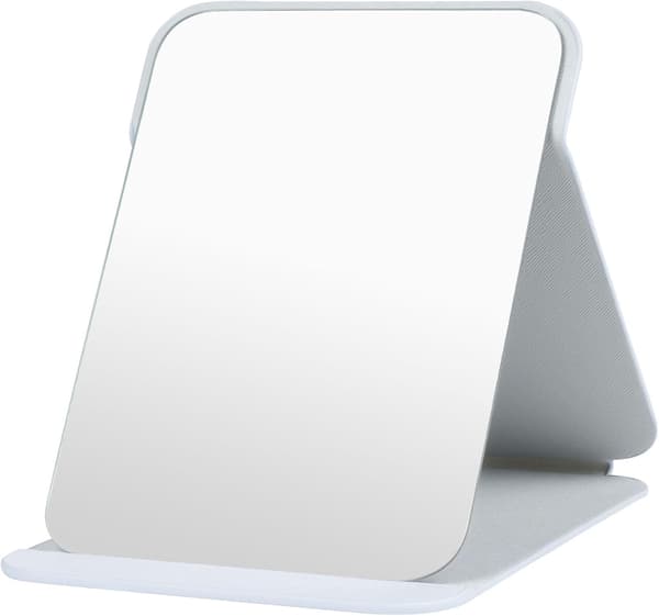 Makeupspejl, bærbart foldespejl, desktop ultra-high definition multi-vinkel foldbart PU, foldbart, 26 x 18 cm, hvid white