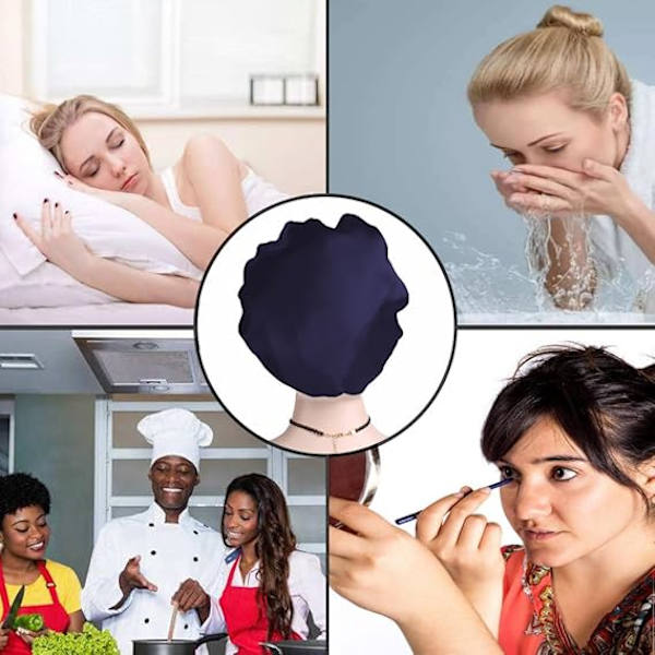 Hår Bonnet til Søvn, Bred Elastisk Bånd Satin Bonnet Silke Bonnet Badehætte til Kvinder Piger Makeup Hårpleje Elastisk Hat