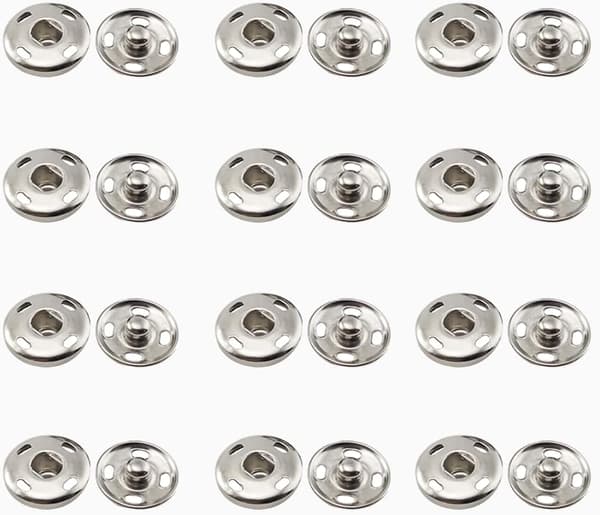 12 uppsättningar metalltryckknappar, 21 mm metalltryckknappar, lämpliga för DIY-kläder, handväskor, silver