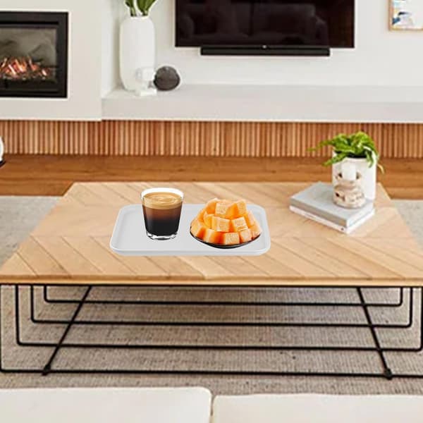 2-delad rektangulär serveringsbricka, köksbricka, snabbmats- och frukostbricka, snackbricka, vit cateringbricka, återanvändbar