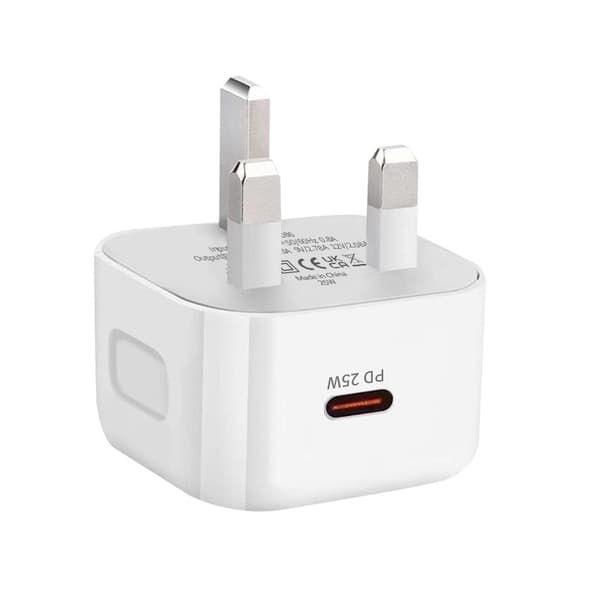 USB C Plugg, 25W USB C Strømadapter UK Plugg Hurtiglading USB-C Ladeplugg Type-C Veggplugg