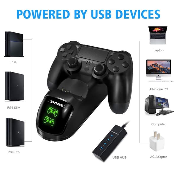 PS4 Spillkontrollerlader SLIM Dobbel Lader PRO Lader med Display Ladeindikator