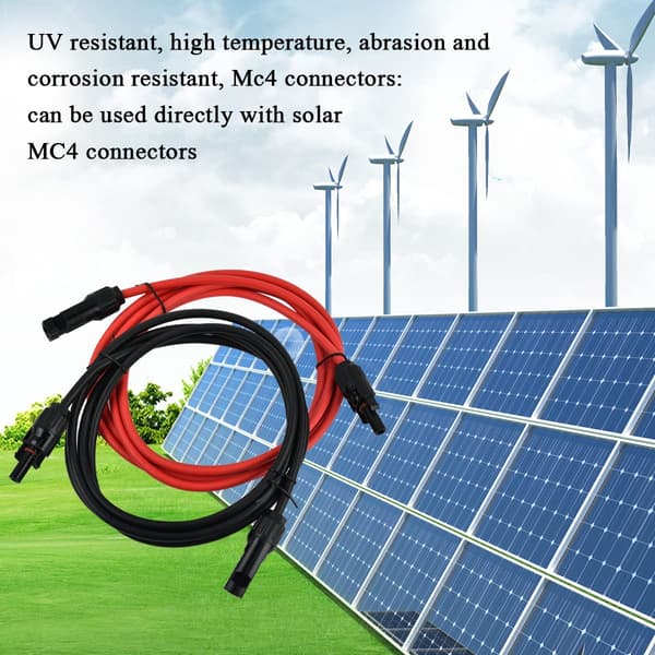 Forlængerkabel til solcellepanel, MC4-stik, rød/sort ledningspar, 14AWG, 3 meter (10 fod)