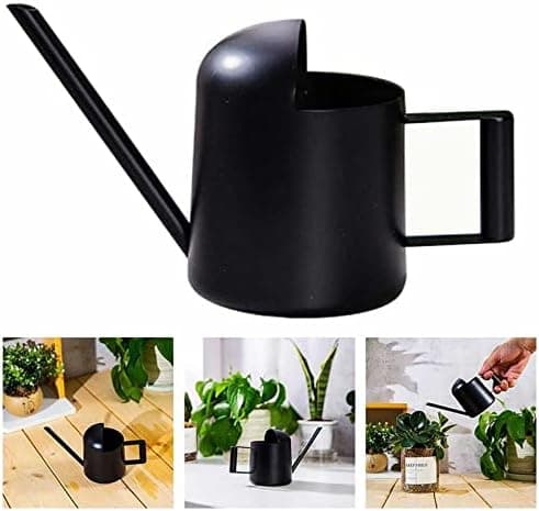 Vandkande i rustfrit stål, lang sprøjte til indendørs og udendørs planter, mini metalsprøjte, sort