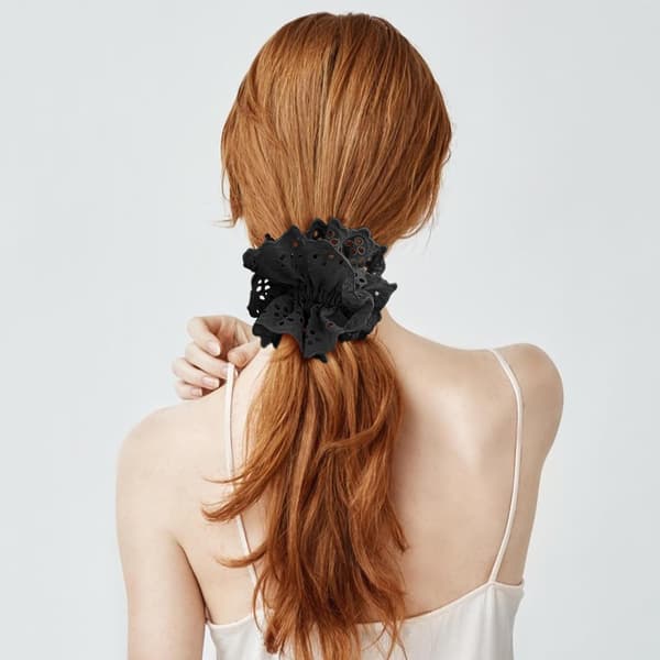 Store Scrunchies Store Hår Scrunchies til Kvinder, Elastiske Hårbånd Scrunchy Bløde Hår Elastikker Reb, Hestehaleholdere (Sort)