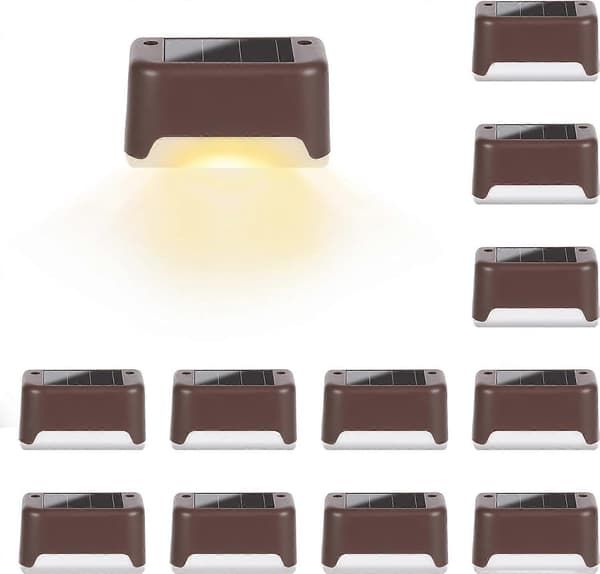 12-pack Vattentäta Solcellslampor för Däck, Trappor, Staket, Gräsmatta, Uteplats