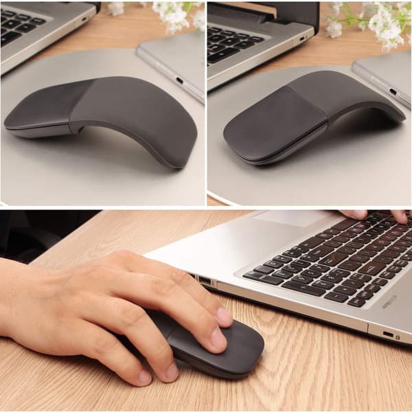 Bluetooth Arc Mouse, Bærbar Trådløs Foldbar Touch Mus, Ergonomisk Mini Optisk Mus til Notebook Laptop Tablet Smartphone (Sort)