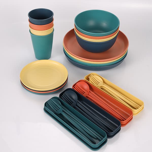 Plastservisset, 20 delar, Okrossbart, BPA-fritt
