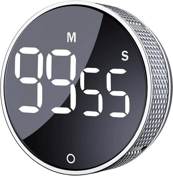 Digitala kökstimer, visuella timers Stor LED-display Magnetisk timer för klassrum Matlagning Fitness Bakning Studier Undervisning, Silver
