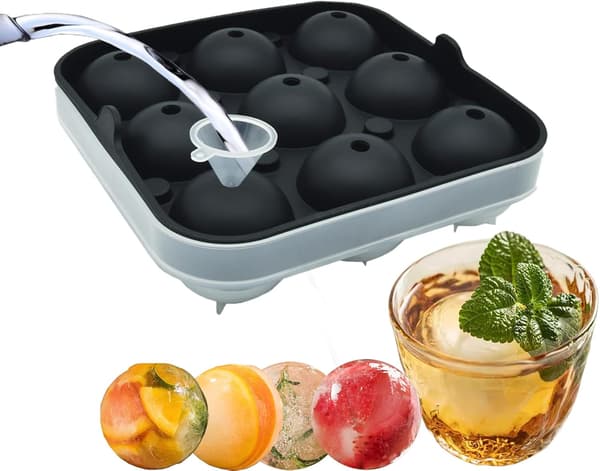 Silikon Iskullemakerform, Runde Isbitformer med Lokk, Iskuler - 5cm (9)