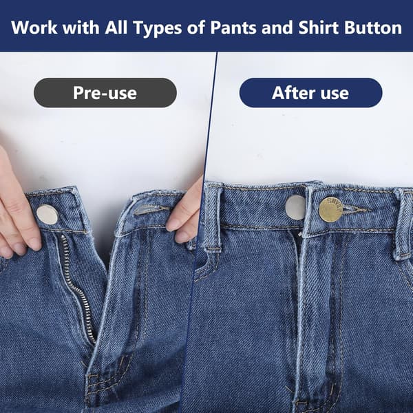 12-pack jeansknappsförlängare, unisex, med infällbara, snäppfria, justerbara midjebandsknappar