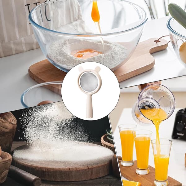 Finmasket sil, ris sil finmasket, avtakbart nett rustfritt stål mel filter med håndtak sil sikter, hvit