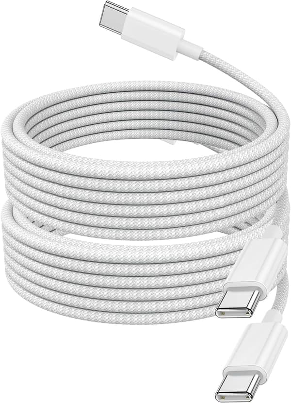 USB-C till USB-C datakablar, 2-pack, 2 meter vardera, kompatibla med Apple iPhone 17/16/15 Pro Max/Pro Plus, etc.