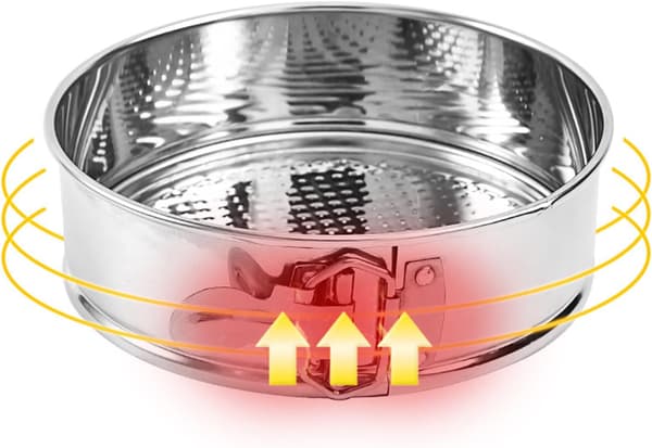 Køkken Mel Sifter Professionel Rund Si Rustfrit Stål Sukkerfilter Kage Bage Si, grå