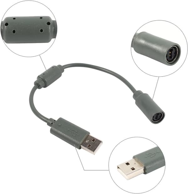 Erstatningskabel for kablet kontroller med USB-avbrudd for XBOX360 (grå)