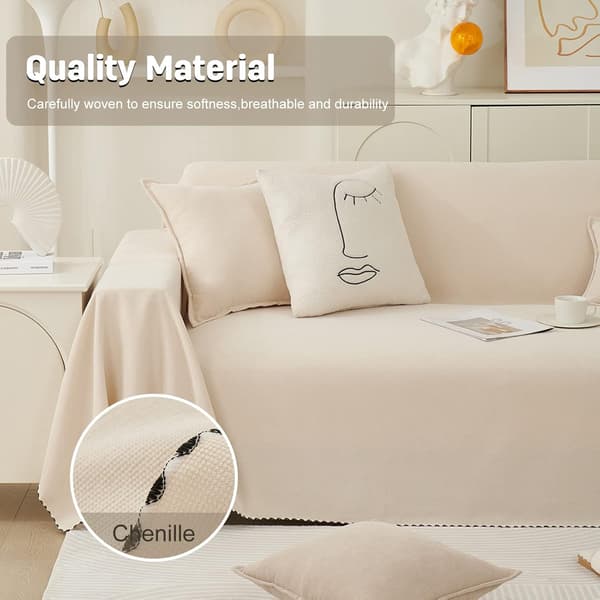 Elastisk sofatrekk, sofahåndkle, vevd sofatrekk for alle årstider, 180 x 130 cm - Beige