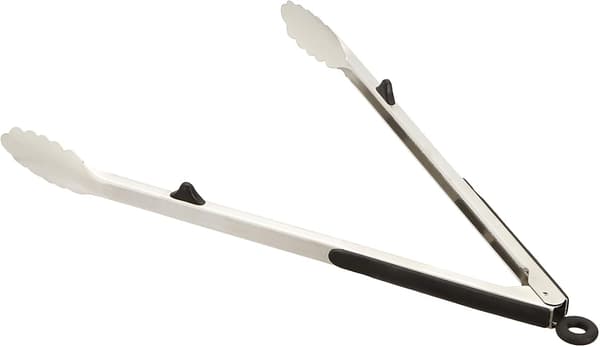 Køkkentang i rustfrit stål, skridsikkert greb, sort, 40,64 cm