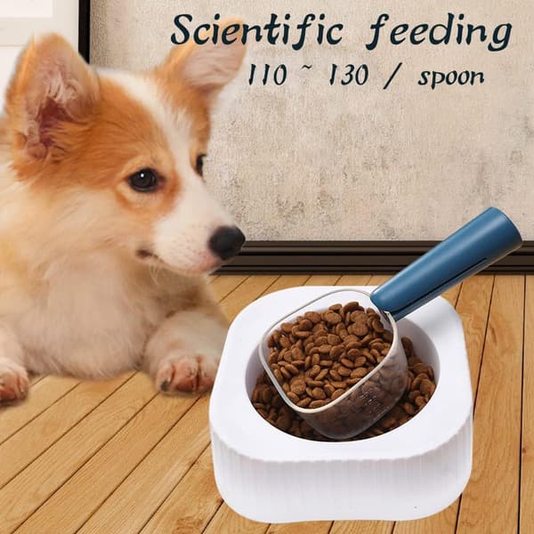Måleske til kæledyrsfoder med klips til 120g tørfoder, pote kæledyrsfoderskovl, hundefoderske, kattefoderske