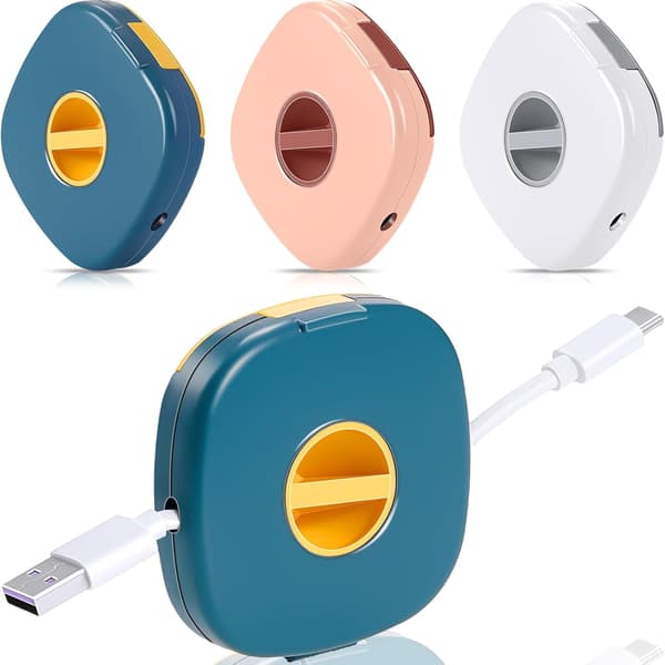 3-delt USB-kabeloprullersæt, udvidelig tom opladerkabelorganisator, udtrækkelig multifunktionel bærbar kabelstyring