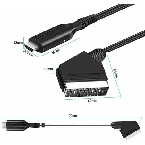 SCART til HDMI lyd-video adapter for HDTV/DVD/dekoder/PS3/PAL/NTSC
