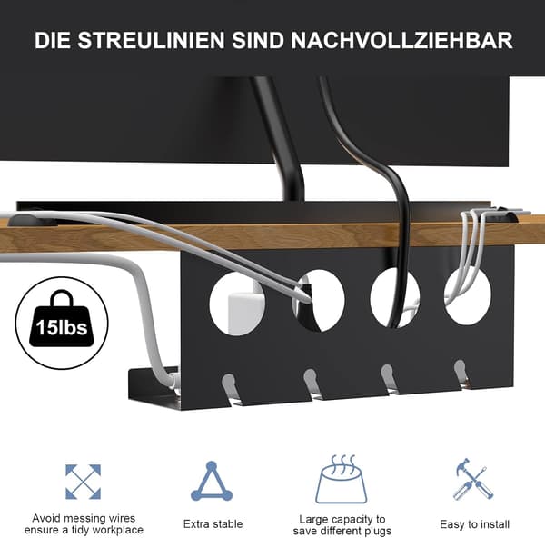 Kabelstyring, Kabelstyring under Bord, Skrivebordskabelstyring, Kabelbakke, Skrivebordskabelorganisering