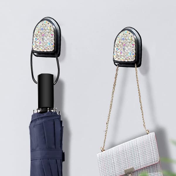 Miniature krystalkrog til bil, multifunktionel krog til glittermasker, nøgler og høretelefoner