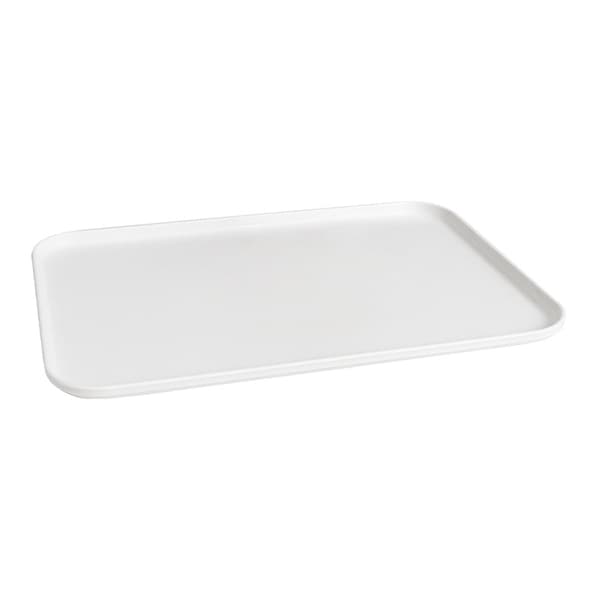 2-delad rektangulär serveringsbricka, köksbricka, snabbmats- och frukostbricka, snackbricka, vit cateringbricka, återanvändbar