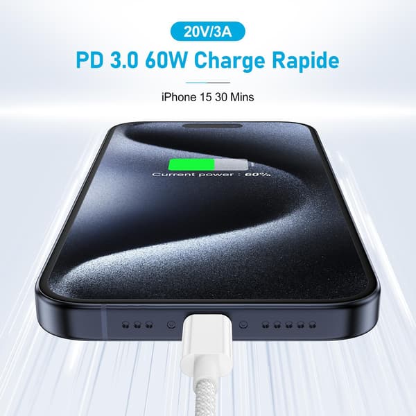 USB-C til USB-C datakabler, 2-pak, 2 meter hver, kompatibel med Apple iPhone 17/16/15 Pro Max/Pro Plus, osv.