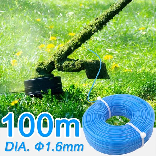 100m nylontrimmertråd, 1,6 mm diameter, 1-pakning, blå
