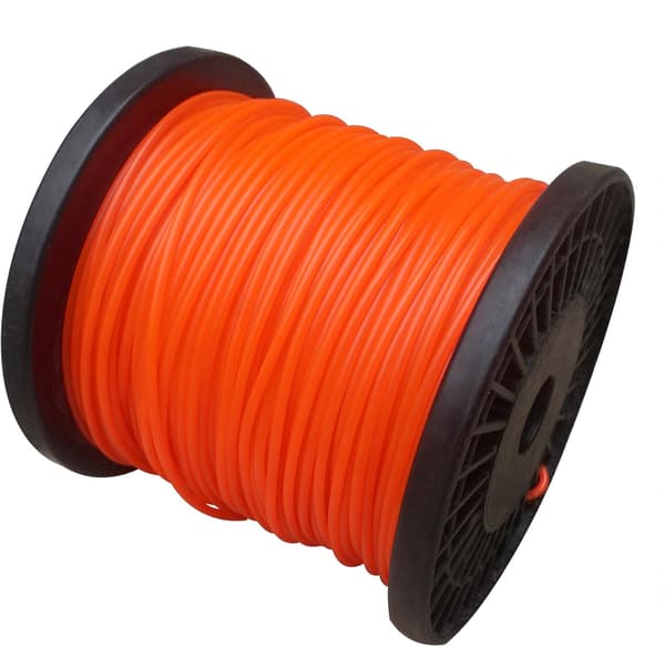 100m nylontrimmersnøre spole, 2,4 mm diameter, rund, orange, egnet til græstrimmere